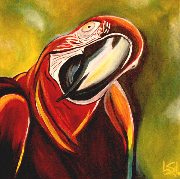Jakob, Ara-Papagei, roter Ara, Paradiesvogel, Tierportrait, Ölgemälde
