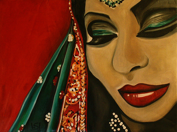 Red lips, orientalische Frau mit roten Lippen, Ölgemälde